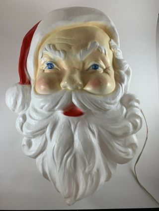 Vintage 22 " Santa Face Christmas Blow Mold Union Products Hanging Outdoor (s1)