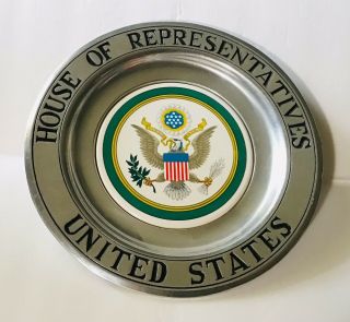 Us House Of Representatives 11 " Rwp Wilton Silver Pewter & Ceramic Plate
