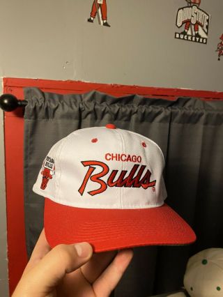 Vintage Chicago Bulls Script Snapback Hat Cap 90s Jordan Sports Specialties