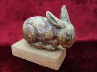 Antique / Vintage Studio Pottery Stoneware Sculpture Resting Rabbit Poole?