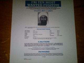 Usama Bin Laden,  Wanted By The Fbi Poster,  Fbi Most Wanted Poster