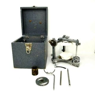 Vintage Hanau Dental Articulator Condylar Case Tools Attachments 1941 Dentist
