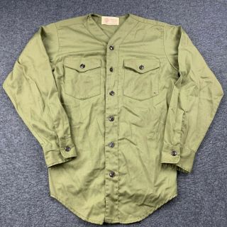 Vtg Boy Scouts Of America Bsa Official Shirt Olive Green Long Sleeve