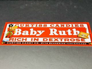 Vintage Baby Ruth Candy Bar Advertising Metal Chocolate 15 " Sign Curtiss Candies