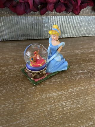 Disney Store Cinderella Mini Snow Globe Snowglobe Mice Gus Jaq Glass Slipper 4 "