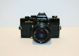 Minolta Srt 101 With Minolta Md 50mm F1.  7 Lens - Black Film Camera - Vintage