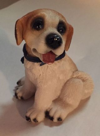 Vintage Life - Like Beagle Figurine Puppy Dog Small Statue With Bow