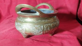 GOOD ANTIQUE 19 TH CENTURY CHINESE polished BRONZE well carved CENSER MING MARK 3