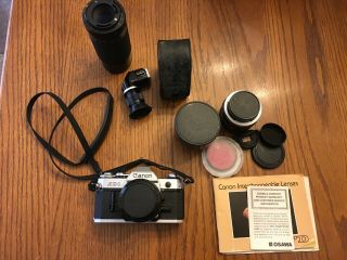 Vintage Canon Ae - 1 Film Camera With Canon Fd 50mm Lens & Accessories Pre - Owned