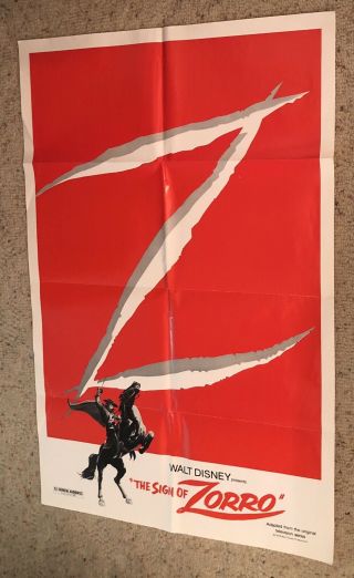 The Sign Of Zorro Disney 27x41 One Sheet Movie Poster Guy Williams