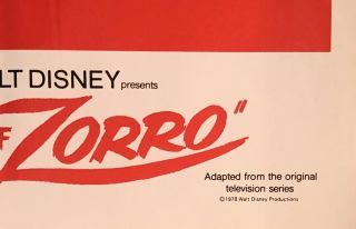 THE SIGN OF ZORRO DISNEY 27x41 one sheet movie poster GUY WILLIAMS 2