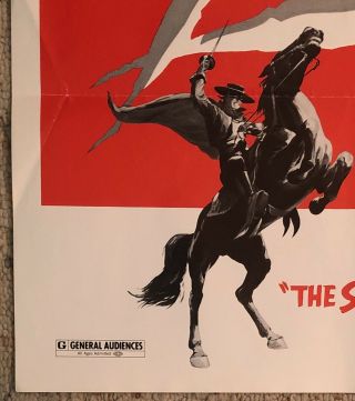 THE SIGN OF ZORRO DISNEY 27x41 one sheet movie poster GUY WILLIAMS 3