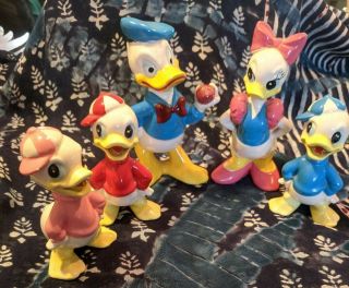Disney Donald Duck,  Daisy Duck And The Nephews Ceramic Figurines