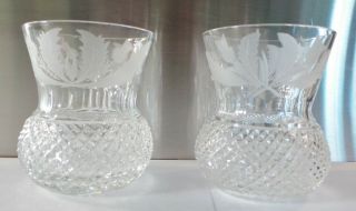 Vintage Edinburgh Crystal " Thistle " Whisky Glasses - 3 1/8 " - C 1955,