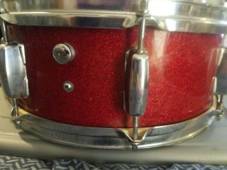 Red Sparkle Snare Drum Made In Japan.  Vintage Snare Drum 14 X 5.  5 "