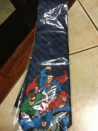 Dc Superheroes Superman Flash Green Lantern Batman Six Flags Men’s Necktie
