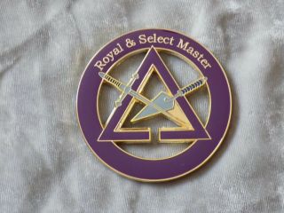 Masonic 3 " Car Emblem York Rites Royal Select Master Trowel Sword Metal