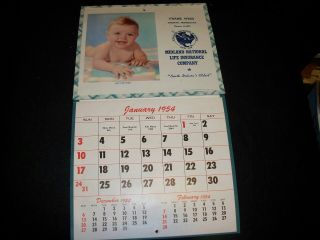 1954 Midland Insurance Co.  Advertising Calendar Fairfax Minnesota Frank Weir