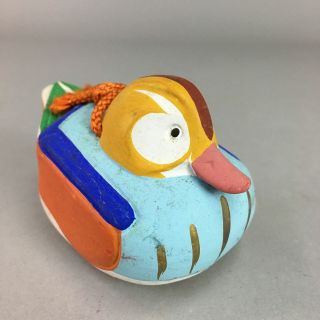 Japanese Clay Bell Vtg Dorei Ceramic Doll Bird Waterfowl Duck Dr274
