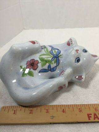 Vintage N.  S.  Gustin Co.  Ceramic Playful Cat Figurine Hand Decorated & Made In Usa