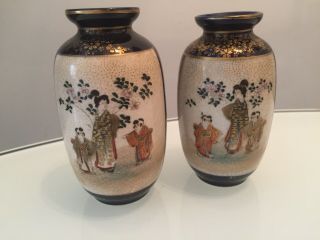 Antique Japanese Meiji Period Satsuma Porcelain Vases
