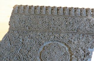 Vintage Hand Carved Wood Batik Textile Print Block Floral Pattern Blooming 2