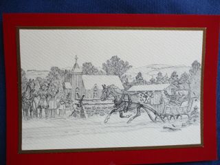 1 Vintage Paul Brown Horse Illustration Christmas Card Sleigh Appaloosa