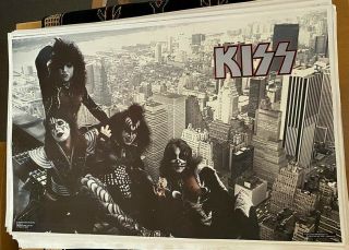 Kiss Vintage 1977 77 Ny Skyline Ace Peter Gene Paul Nos Aucoin Mgt Poster N/m
