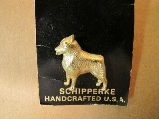 Schipperke Dog Pin Gold Tone Handcrafted U.  S.  A.  Jewelry