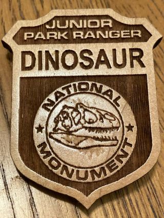 Dinosaur Unique Wood National Park Service Junior Ranger Badge Fossil Bones