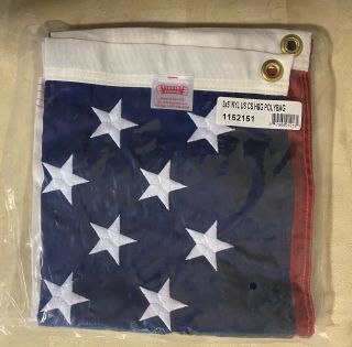 3’x5’ Embroidered Us American Flag In Package