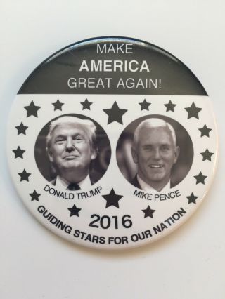 2016 Donald Trump For President 3 " Button Make America Great Again Mike Pence