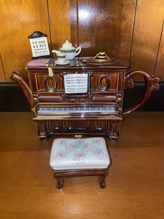 Vintage England Swineside Teapottery Grand Hotel Piano Ceramic Teapot Tea For 2