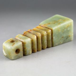3  Chinese Old Hetian Green Jade Hand - Carved Ancient Pendant Seal Material 0949