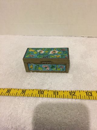 Vintage Chinese Brass And Cloisonne Enamel Stamp Box