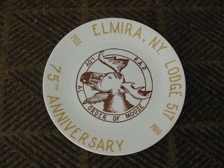 Corelle Loyal Order Of Moose Lodge 517,  Elmira,  Ny 75th Anniv.  1911 - 1986 10 " Plate