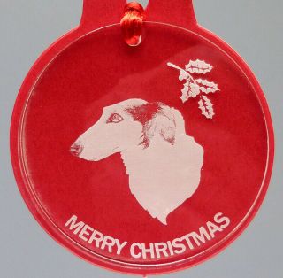 Borzoi Dog Ornament,  Lucite,