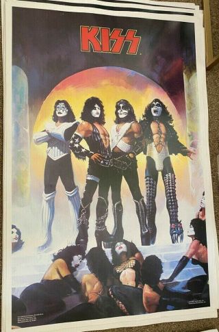 Kiss Vintage 1977 77 Love Gun Ace Peter Gene Paul Nos Aucoin Mgt Poster N/m