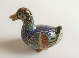 Vintage Chinese Cloisonne Duck Figurine 030