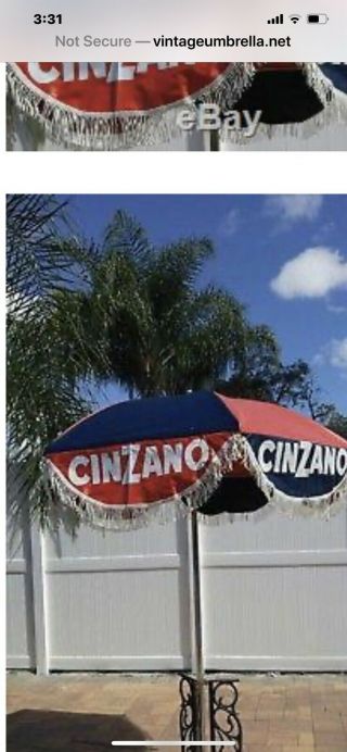 9ft Cinzano Vintage Patio Outdoor Market Umbrella With Fringe Local Pick Up