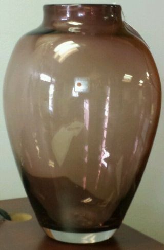 Vintage Blenko Purple Amethyst Art Glass Vase Large With Label