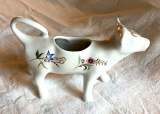 Porcelain Creamer Cow Shaped By Bia Cordon Bleu France Flowers