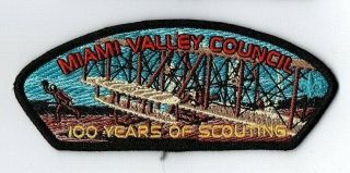 Boy Scout Miami Valley Council 100 Years Of Scouting Black Border Csp/sap
