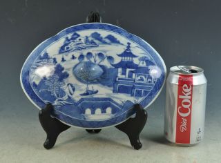 Antiqu Chinese Export Blue and White Porcelain Canton Cover for a Dish 2