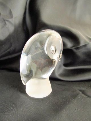 Vintage Clear Crystal Etched Owl Paperweight Bird Statue Figurine