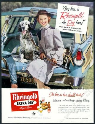 1955 English Setter Miss Rheingold Beer Shotgun Photo Vintage Print Ad