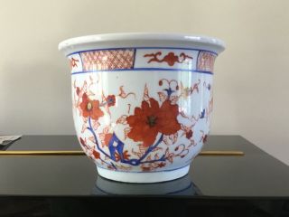 Antique Vintage Chinese Porcelain Planter Pot Hand Painted Marked