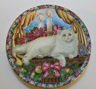 Winter Cat Plate - Christmas - Aynsley Fine Bone China - Made In England