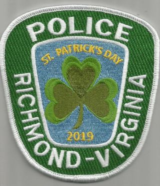 Richmond Virginia Police 2019 St.  Patricks Day Patch