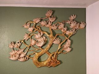 Vintage Large Syroco Hollywood Regency Victorian Tree Flower Wall Plaque Gold